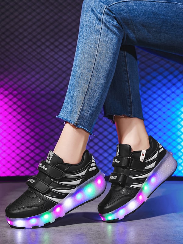 Heelys za djecu s dvostrukim kotačima, USB punjenje i osvijetljeni PU kotači