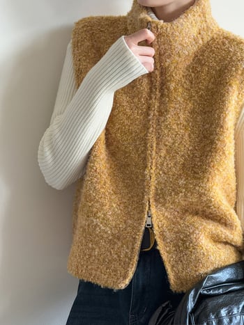 Női mellény cipzárral, koreai stílus, álló gallér, poliészter, lazán szabott