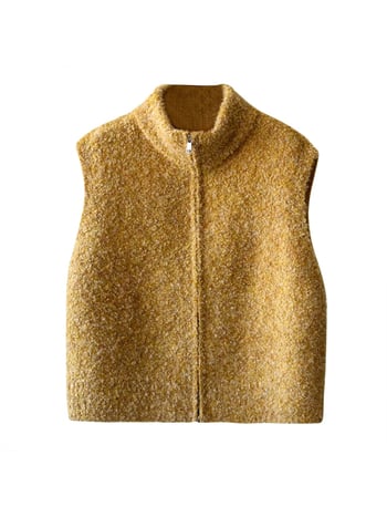 Női mellény cipzárral, koreai stílus, álló gallér, poliészter, lazán szabott