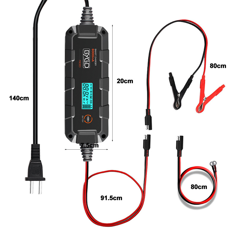 BYGD F6000 punjač baterije za automobil, ulaz 110V, izlaz 6V/12V, ETL certificiran