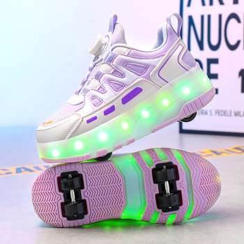 Unisex tenisice u stilu Heelys s punjivim LED svjetlima, PU četverokotačni sustav