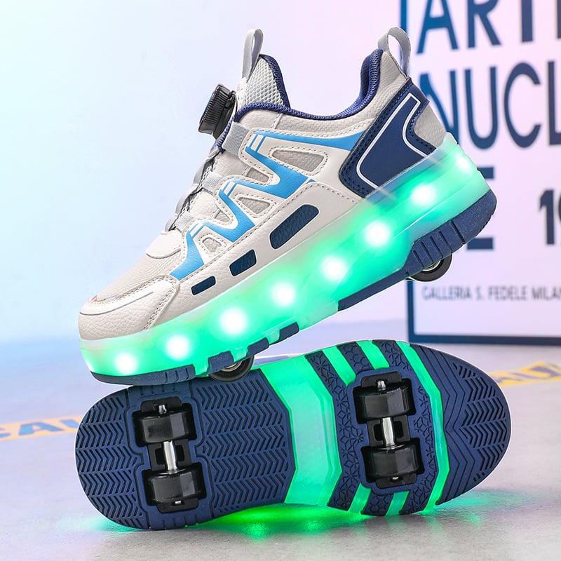 Unisex tenisice u stilu Heelys s punjivim LED svjetlima, PU četverokotačni sustav