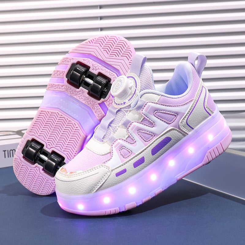Unisex tenisice u stilu Heelys s punjivim LED svjetlima, PU četverokotačni sustav