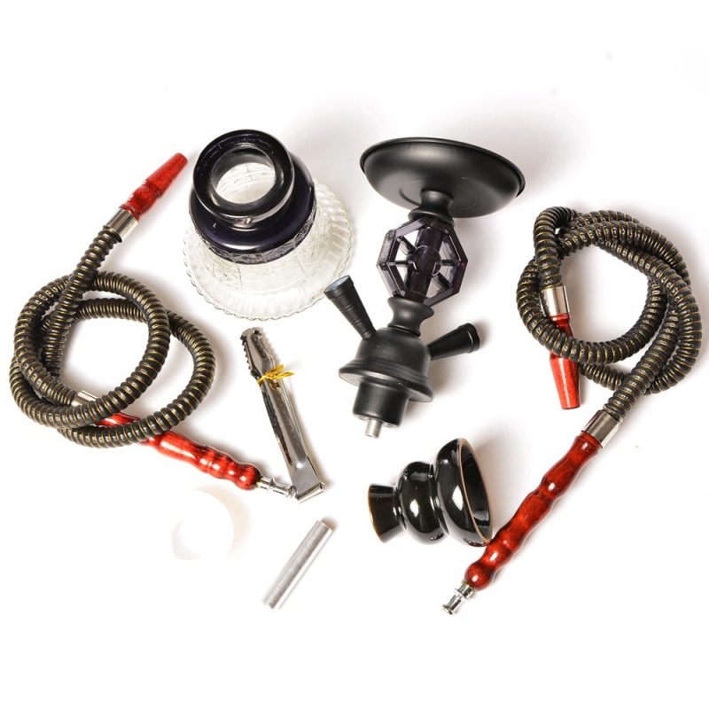Hookah készlet dupla üvegcsővel, Cesar 019-mz729, szélálló, modern minimalist stílus