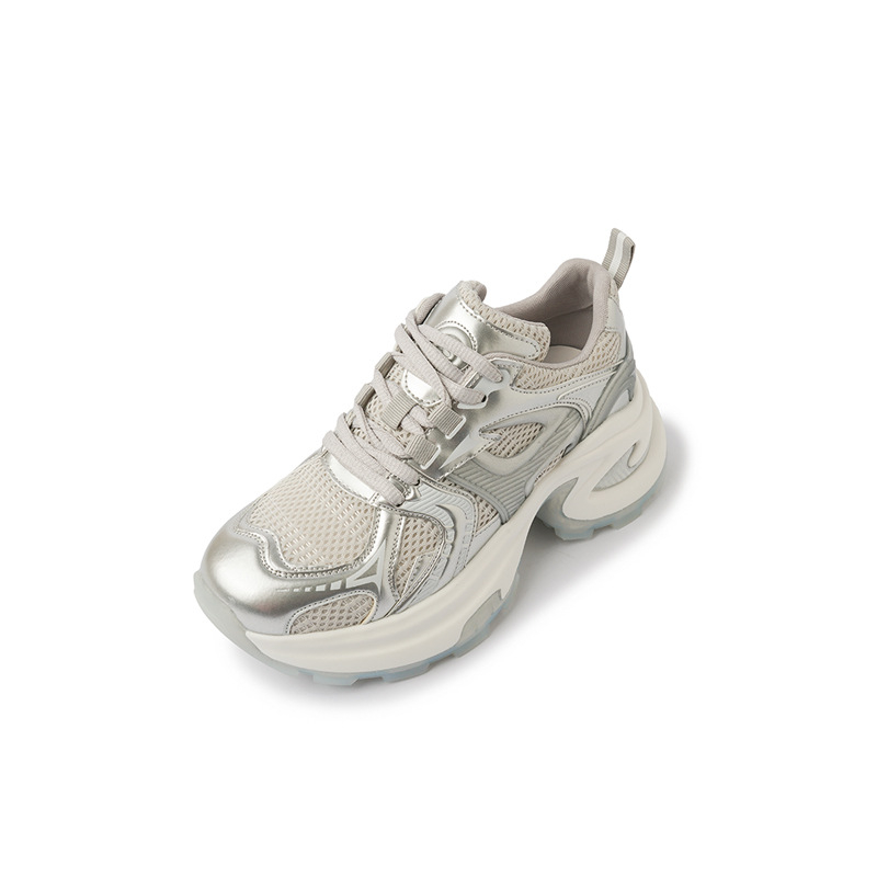 Női Dad Shoes stílusú sportcipő, hálós felsőrész, 6 cm vastag talp, lélegző, vízálló, csúszásmentes talp