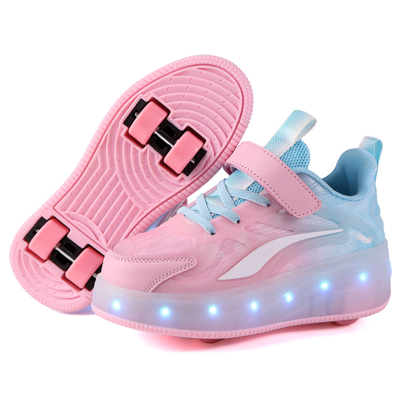 Gyerek görkorcsolya cipők PU kerekekkel, dupla soros kerékkel, univerzális illeszkedés, Funny Bear Shoes Factory márka