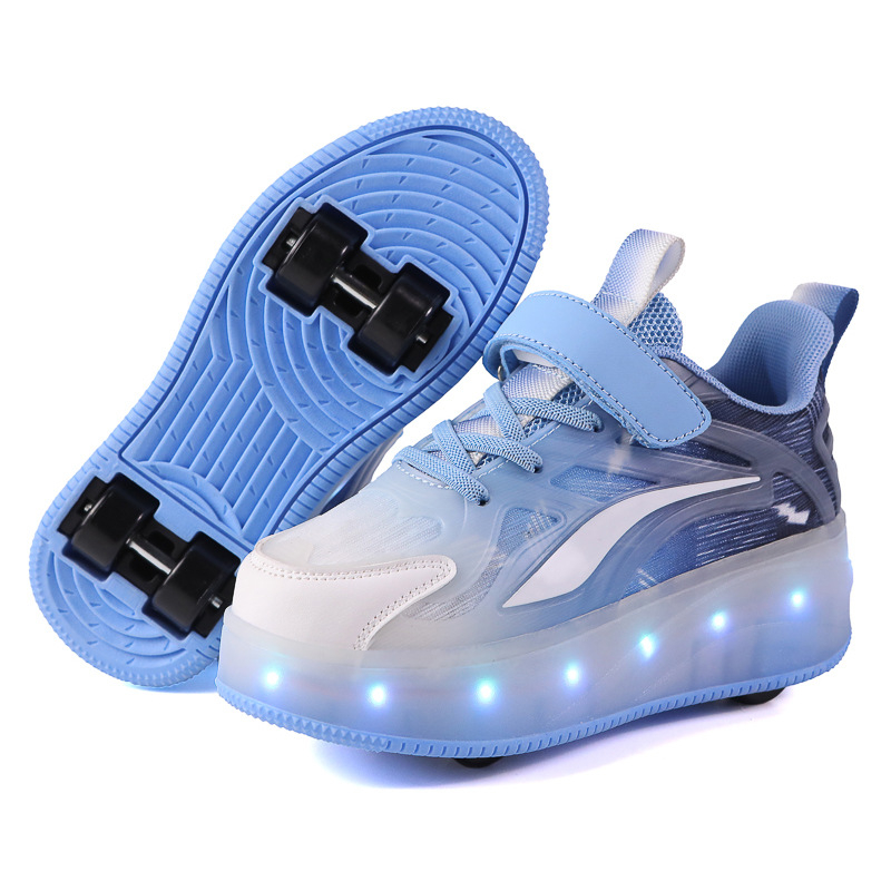 Gyerek görkorcsolya cipők PU kerekekkel, dupla soros kerékkel, univerzális illeszkedés, Funny Bear Shoes Factory márka