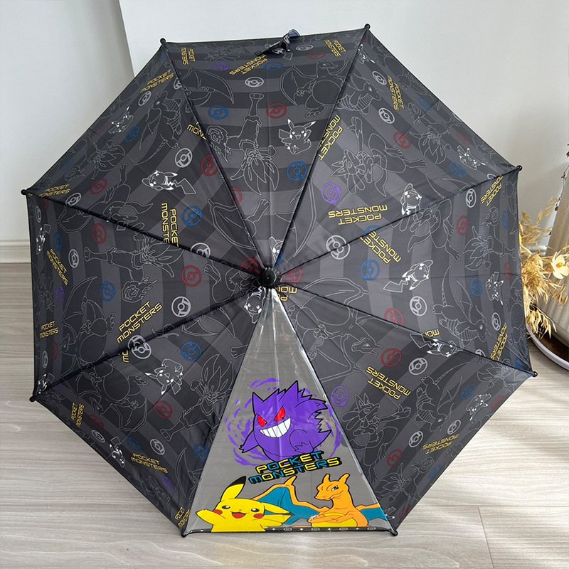 Παιδική αυτόματη ομπρέλα με μακρύ χερούλι, καρτούν στυλ, 12 ράβδοι από ίνες γυαλιού, ιαπωνικού στυλ