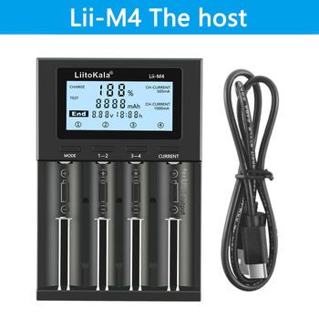 Liitokala M4 4-csatornás Li-ion akkumulátor töltő LCD kijelzővel, független csatornák, 4.20V csatornánként, 0.5A (×4) vagy 1.0A (×2), Bemenet 5V/2A, CE