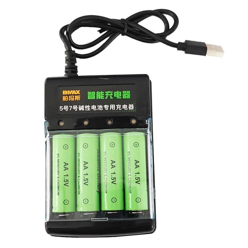 Pametni punjač alkalnih baterija AA/AAA 1.5V, No.5/No.7, ulaz 5V, izlaz 0.25A, CE certifikat.