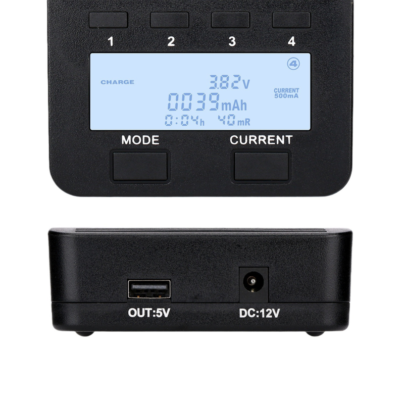 LiitoKala lii-500 punjač litijske baterije s LCD zaslonom – ulaz DC12V; izlaz 4.2V 300/500/700/1000mA; kompatibilno s 18650/26650 ćelijama