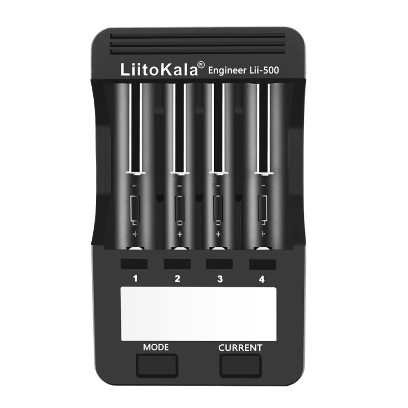 LiitoKala lii-500 punjač litijske baterije s LCD zaslonom – ulaz DC12V; izlaz 4.2V 300/500/700/1000mA; kompatibilno s 18650/26650 ćelijama