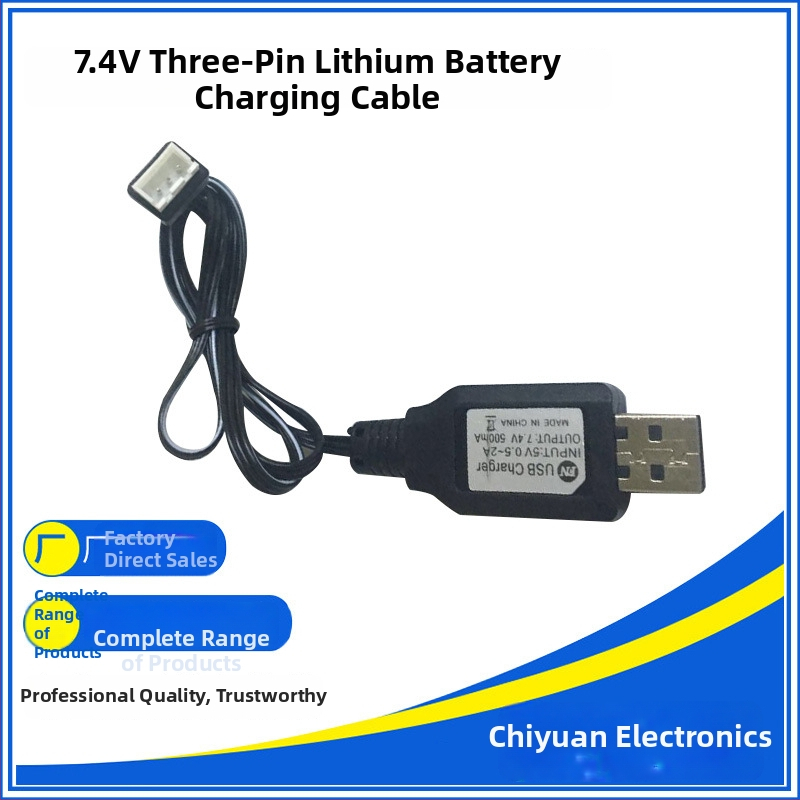 XH-3P USB töltőkábel 7.4V Li-ion akkumulátorhoz töltésvédelmi és automatikus kikapcsolás funkcióval (Bemenet: 5V-1-2A; Kimenet: 7.4V 800mA; ROHS)