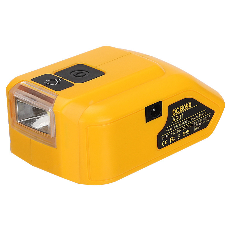 Quanta DW serija USB adapter za DeWalt 14.4–18V Li‑ion bateriju – DCB090, ulaz 5V 2.1A, izlaz 5V 2.1A
