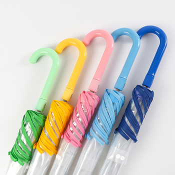 Umbrelă automată pentru copii, cadru din fibre, 6 spițe, țesătură POE transparentă