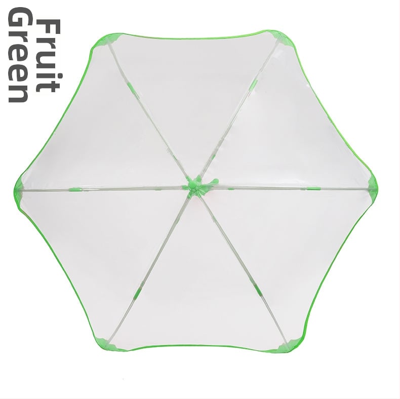 Umbrelă automată pentru copii, cadru din fibre, 6 spițe, țesătură POE transparentă