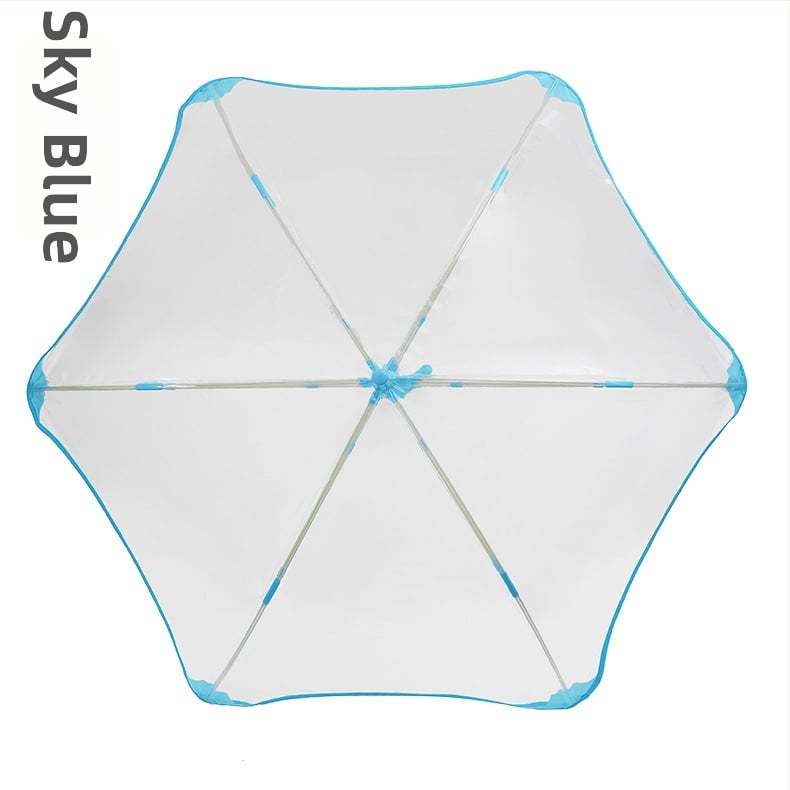 Umbrelă automată pentru copii, cadru din fibre, 6 spițe, țesătură POE transparentă
