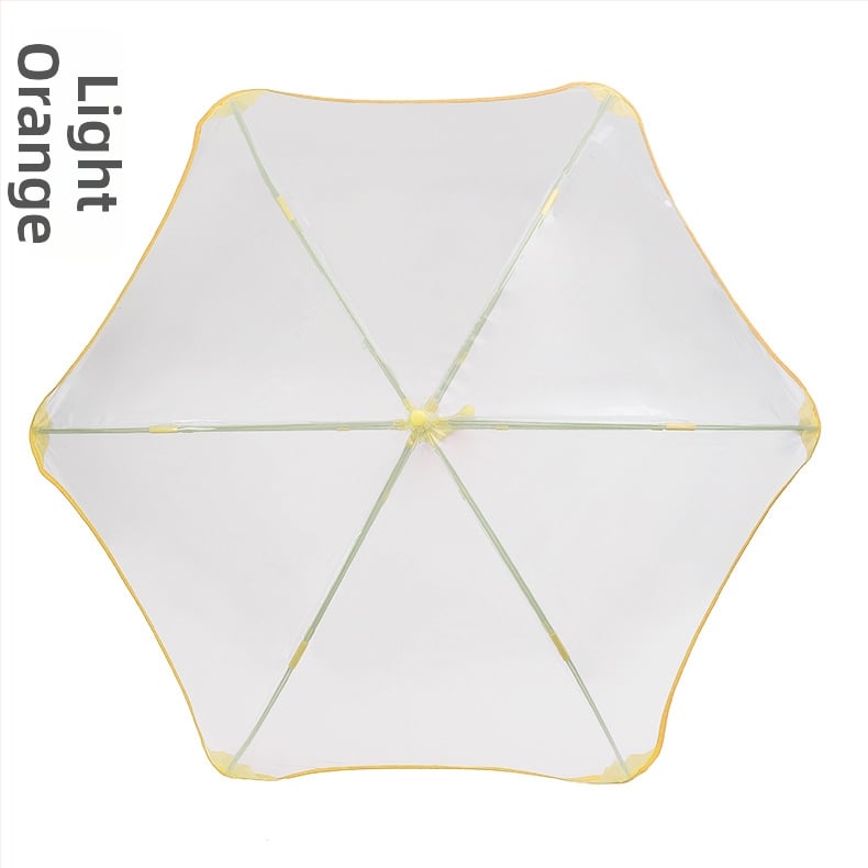 Umbrelă automată pentru copii, cadru din fibre, 6 spițe, țesătură POE transparentă