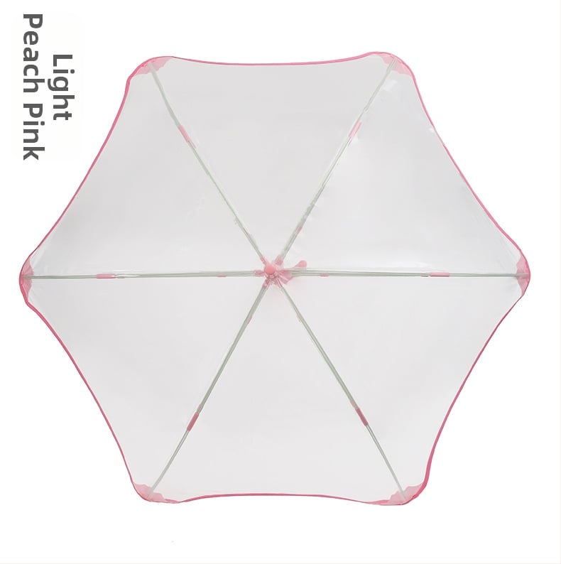 Umbrelă automată pentru copii, cadru din fibre, 6 spițe, țesătură POE transparentă