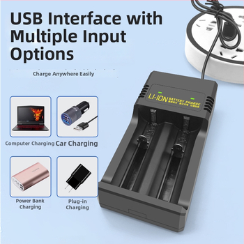 Punjač litijevih baterija s dvostrukim utora, USB i Type-C sučelje (ulaz 5V, izlaz 4.2V 1A)