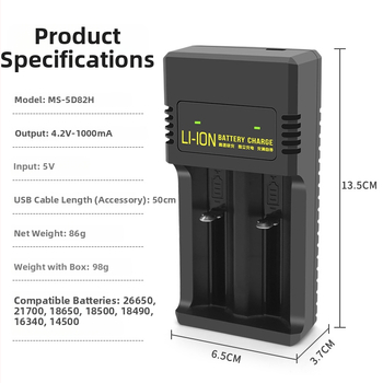 Punjač litijevih baterija s dvostrukim utora, USB i Type-C sučelje (ulaz 5V, izlaz 4.2V 1A)