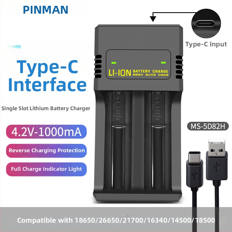 Punjač litijevih baterija s dvostrukim utora, USB i Type-C sučelje (ulaz 5V, izlaz 4.2V 1A)