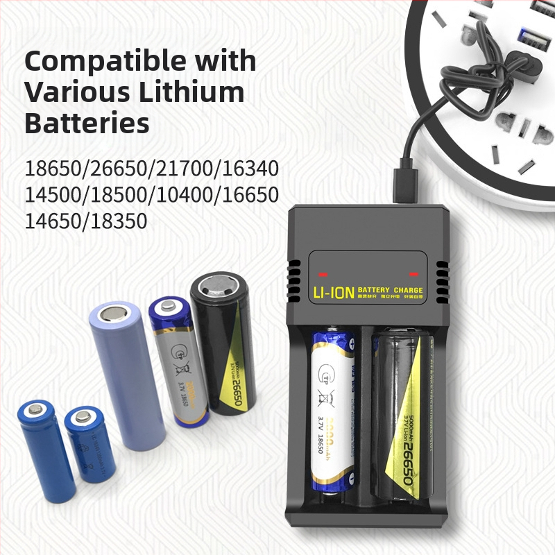 Punjač litijevih baterija s dvostrukim utora, USB i Type-C sučelje (ulaz 5V, izlaz 4.2V 1A)