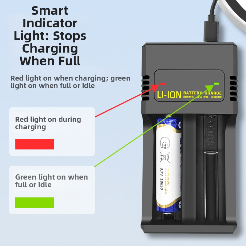 Punjač litijevih baterija s dvostrukim utora, USB i Type-C sučelje (ulaz 5V, izlaz 4.2V 1A)