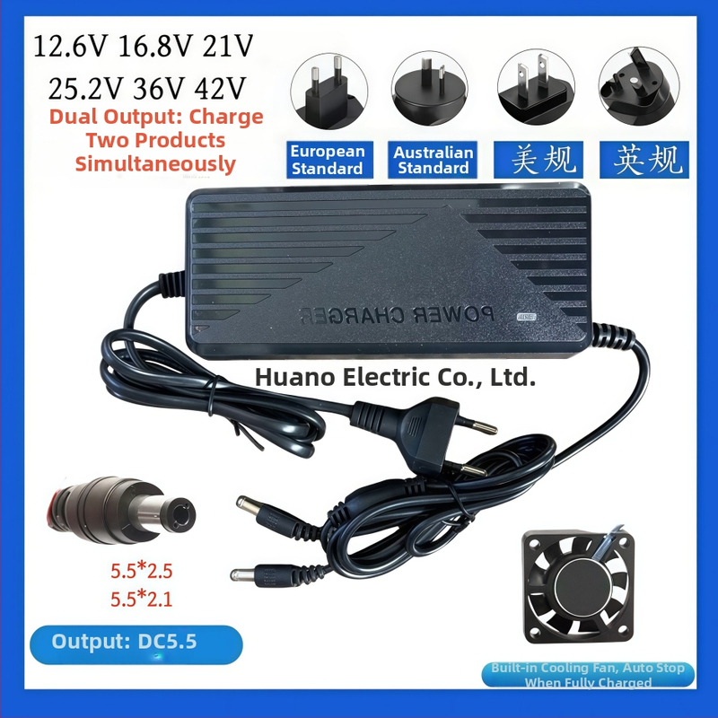 Încărcător pentru baterii Li-ion pentru bormașină, 12.6V DC 5A, intrare 100-240V AC