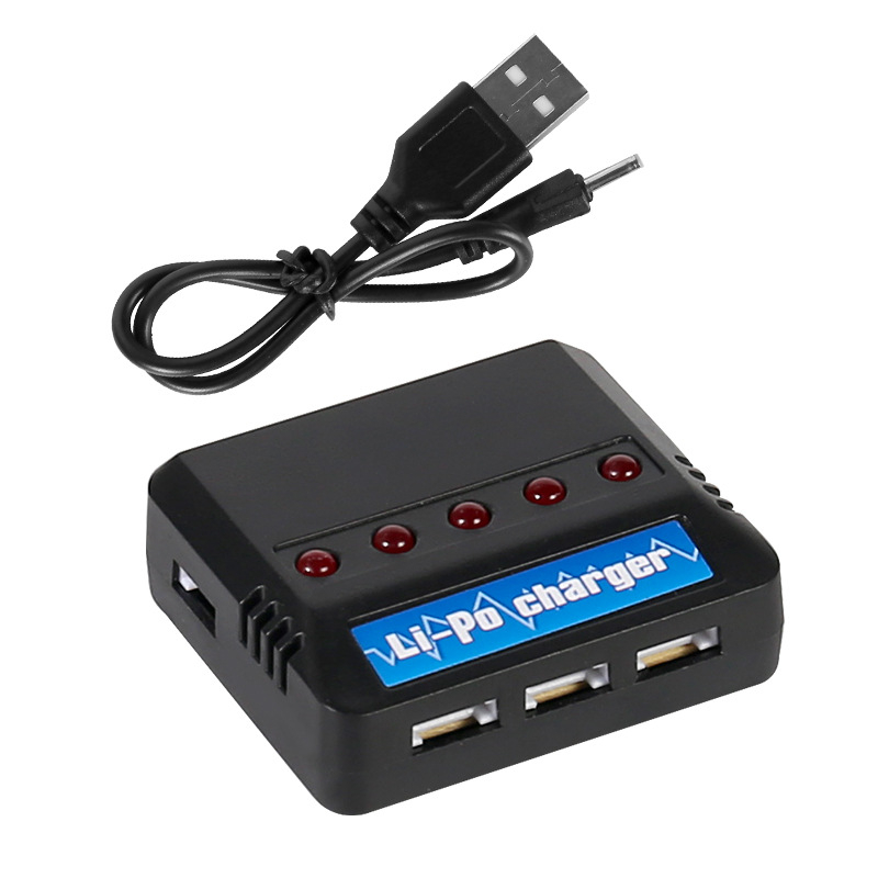 One-to-Five USB punjač za 3.7V Li bateriju drona X5C — Ulaz 5V 2–2.5A, Izlaz 4.2V 0.5A, CE