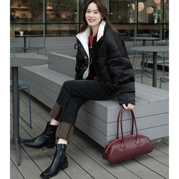 Ghete Chelsea cu vârf rotund, toc gros 3-5 cm, gambă medie, parte superioară din super fibră