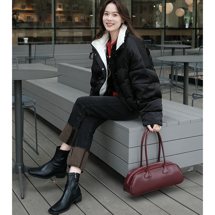 Ghete Chelsea cu vârf rotund, toc gros 3-5 cm, gambă medie, parte superioară din super fibră