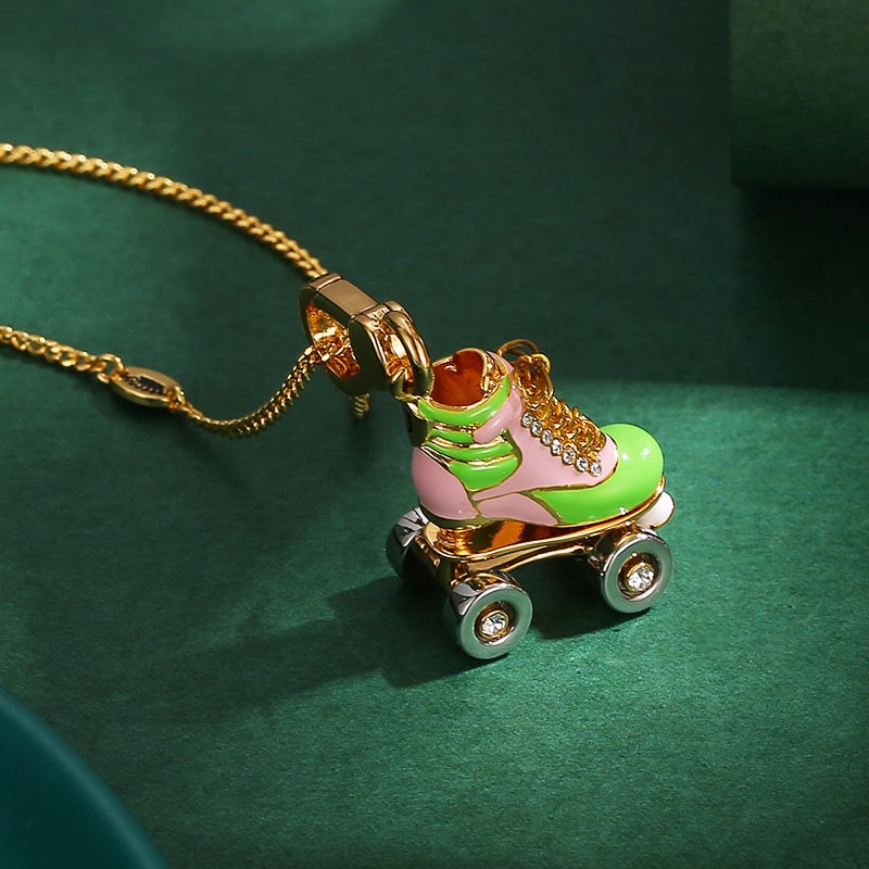 Колиета с подвижен медальон с кънки, карикатурен стил, свеж и сладък (Материал: сплав; Бранд: boshuolin juicy; Стил: Cartoon; Стилова класификация: свеж и сладък; Вид: Колие)