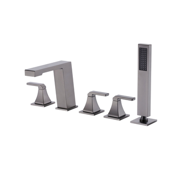 Σετ βρύσης μπάνιου από ολόχαλκο, σε στυλ περιβλήματος με πέντε οπές, διαχωρισμένος σετ για μπανιέρα-ντους, ανάμεικτης ζεστού-κρύου, 1/2 in σύνδεση