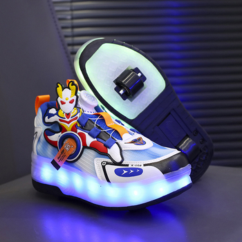 Svijetle dječje roller tenisice s punjivim LED svjetlima, PU gornji dio, PU đon, unisex, sve sezone