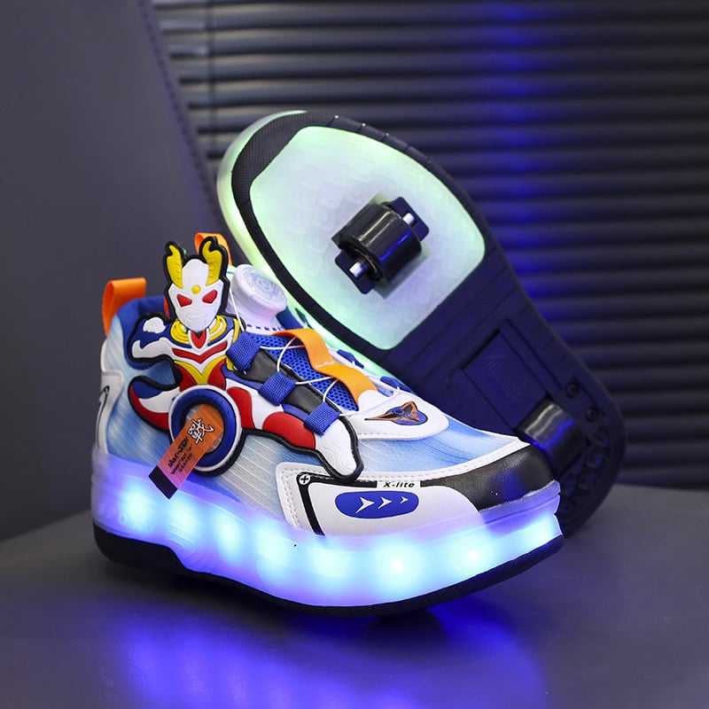 Svijetle dječje roller tenisice s punjivim LED svjetlima, PU gornji dio, PU đon, unisex, sve sezone
