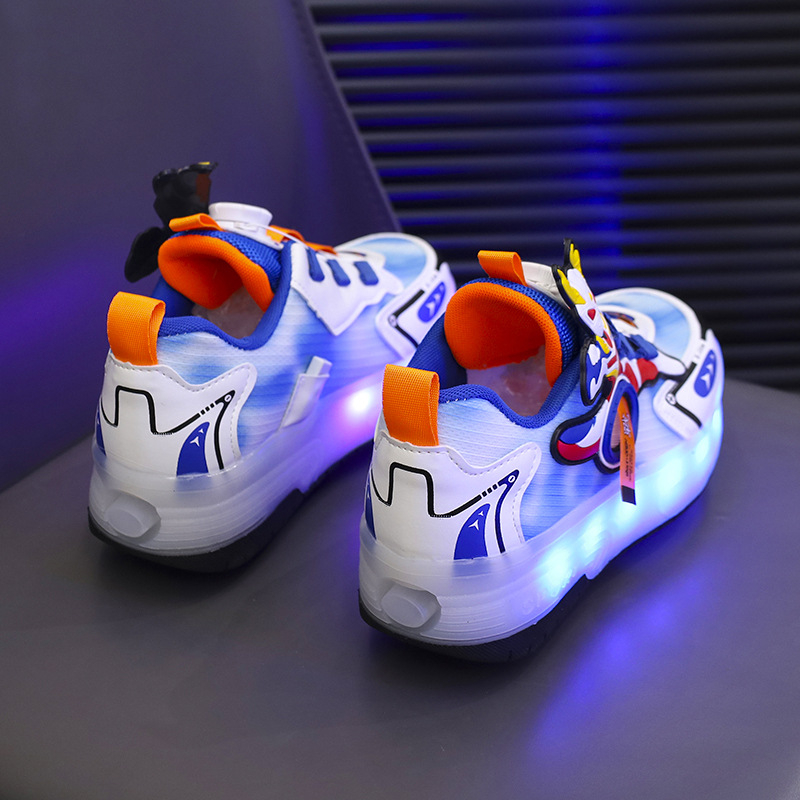 Svijetle dječje roller tenisice s punjivim LED svjetlima, PU gornji dio, PU đon, unisex, sve sezone