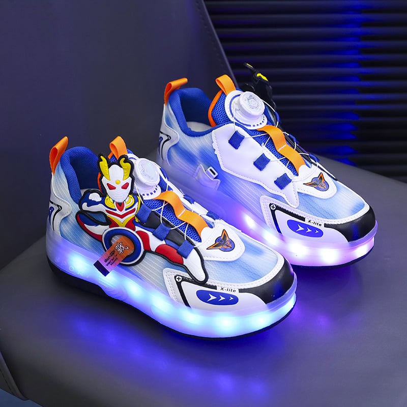 Svijetle dječje roller tenisice s punjivim LED svjetlima, PU gornji dio, PU đon, unisex, sve sezone