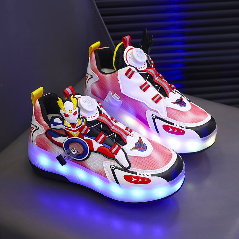 Svijetle dječje roller tenisice s punjivim LED svjetlima, PU gornji dio, PU đon, unisex, sve sezone