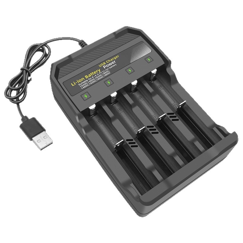 Četveroslotni USB punjač za 18650 Li-ion baterije, pametni punjač, ulaz 5V, izlaz 4.2V 2A, RoHS