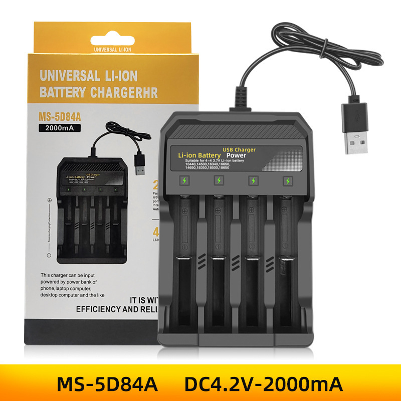 Četveroslotni USB punjač za 18650 Li-ion baterije, pametni punjač, ulaz 5V, izlaz 4.2V 2A, RoHS