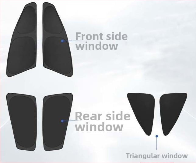 Κάλυμμα παραθύρου αυτοκινήτου για ηλιοπροστασία, πολυεστέρας, ενσωματωμένη εγκατάσταση, προσαρμοζόμενο, για ειδικά μοντέλα αυτοκινήτων