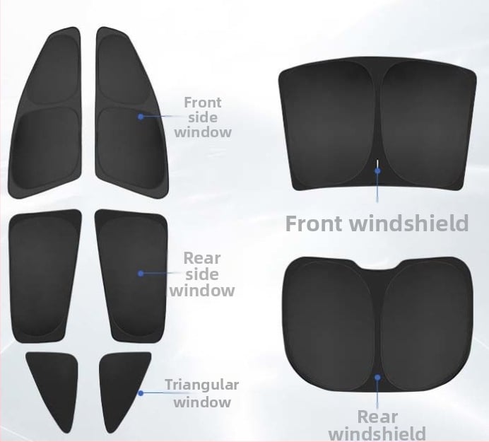Κάλυμμα παραθύρου αυτοκινήτου για ηλιοπροστασία, πολυεστέρας, ενσωματωμένη εγκατάσταση, προσαρμοζόμενο, για ειδικά μοντέλα αυτοκινήτων