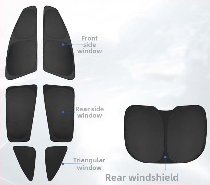 Κάλυμμα παραθύρου αυτοκινήτου για ηλιοπροστασία, πολυεστέρας, ενσωματωμένη εγκατάσταση, προσαρμοζόμενο, για ειδικά μοντέλα αυτοκινήτων