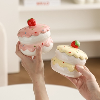 Keramički pepelnjak s poklopcem, u obliku torte, dekorativan za dom i ured (36 komada u kutiji)
