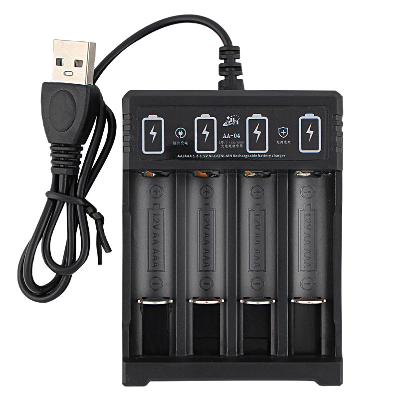 USB punjač za baterije Ni-MH/Ni-Cd s 4 utora No.5/No.7, ulaz 5V, izlaz 1.2V, punjački tok 250 mA