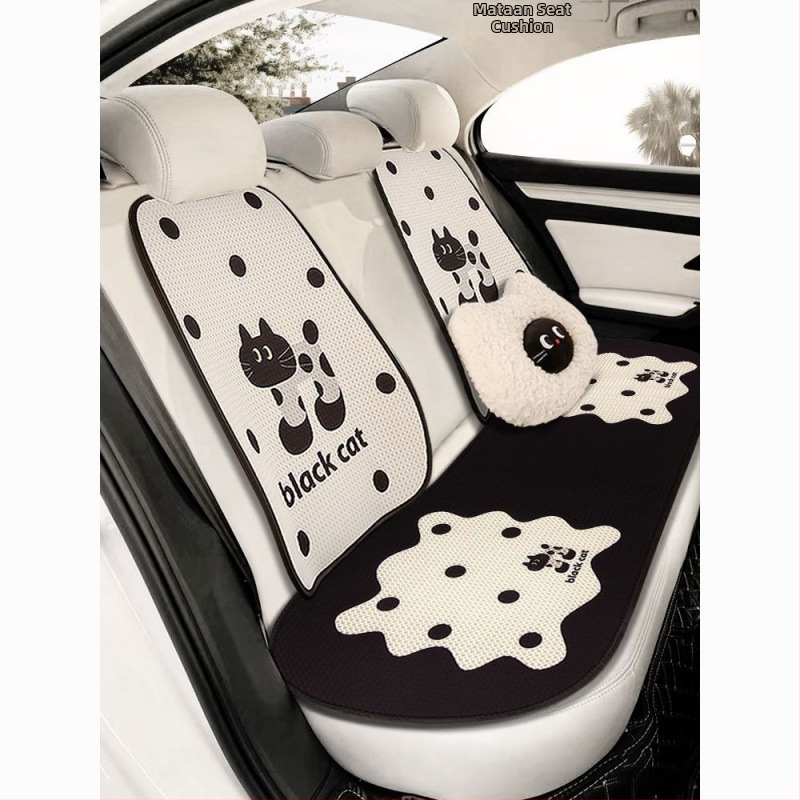 Automobilová vankúš na sedadlo, polyester, priedušný, letná chladiaca podložka, jednodelná, roztomilý karikatúrny dizajn, vhodný pre všetky ročné obdobia