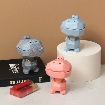 Krokodil formájú hamutál műgyantából, fedővel – szélálló, dekoratív kiegészítő otthonra és az irodába