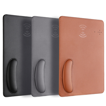 Podložak za miš s potporom zapešća – PU koža, 15W bežično punjenje, WP04, šivano