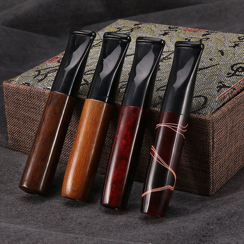 Cigarettatartó aktívszén szűrővel és cserélhető filtrrel; szantálfa és akril konstrukció; cserélhető szűrő; tömörfa kettős használatú dizájn